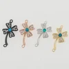 Fashion Brass Micro Pave CZ Coco Tree Connector Opal Elements