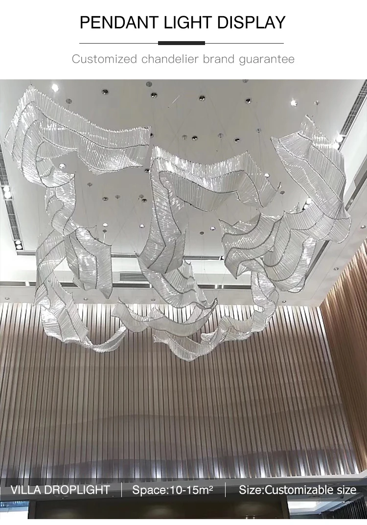 Customizable luxury hotel lobby glass cristal Modern large chandelier pendant lamp