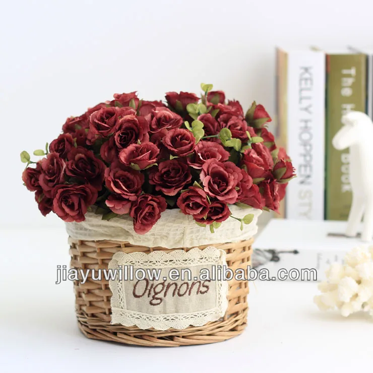 Handmade Grey Wicker Decorative Hanging Flower Baskets For Wedding Wicker Hanging Baskets For