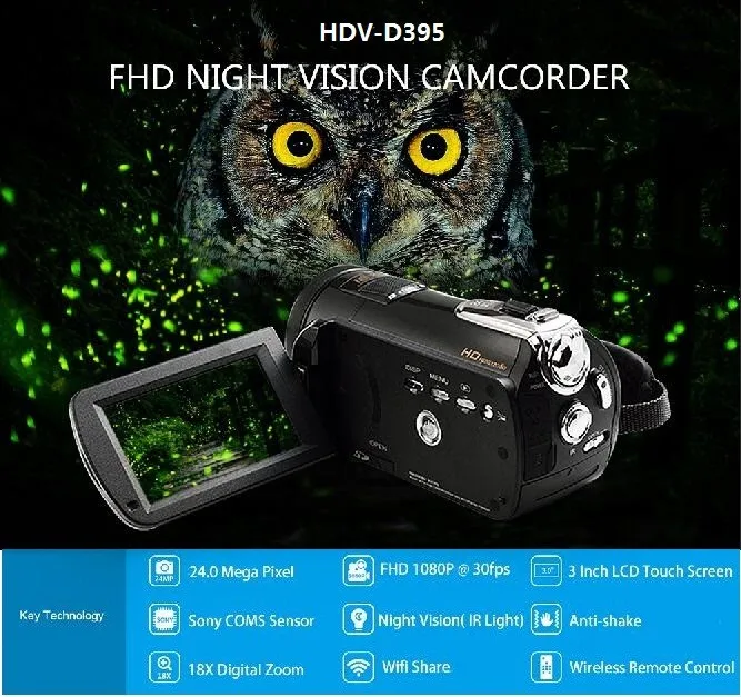 Full Hd 1080p 24mp 18x Digital Zoom Wifi Video Camera Infrared Camera