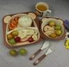 Natural Bamboo Fiber Children Cutlery Set 5 Sets of Baby Eating Bowl Fork Fork Spoon Cartoon Environmental Protection tableware