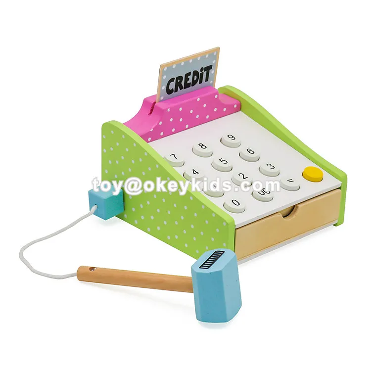 New Design Children Preschool Wooden Toy Credit Card Machine W10a059