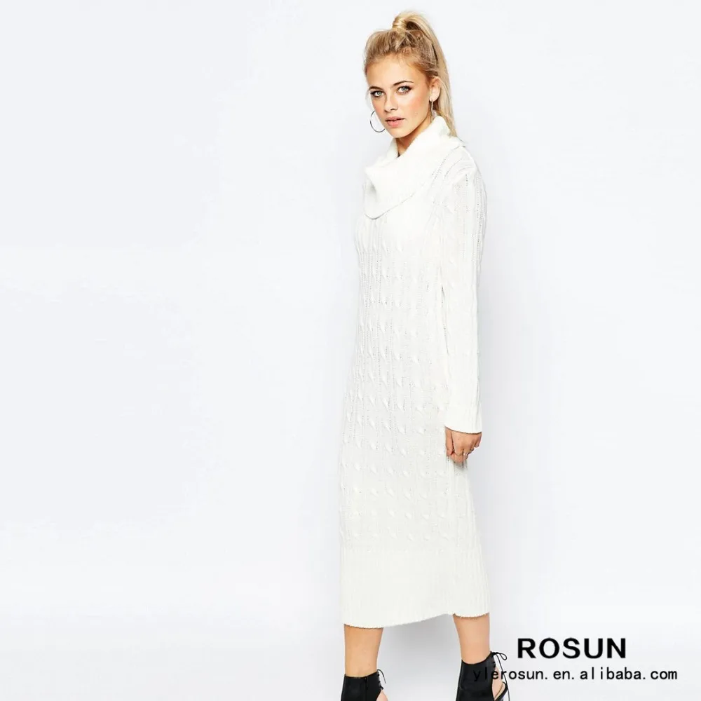 white cable knit dress