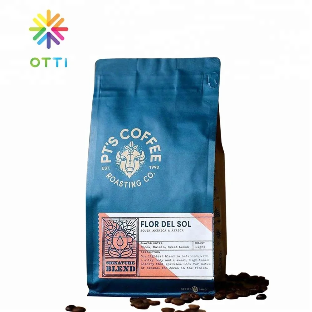 
Square bottom flat bottom coffee bag wholesale 500g /250g kraft paper coffee bean bag with valve 