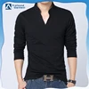 New items blank long sleeve V neck split bottom cheap polo shirts mens black polo shirt