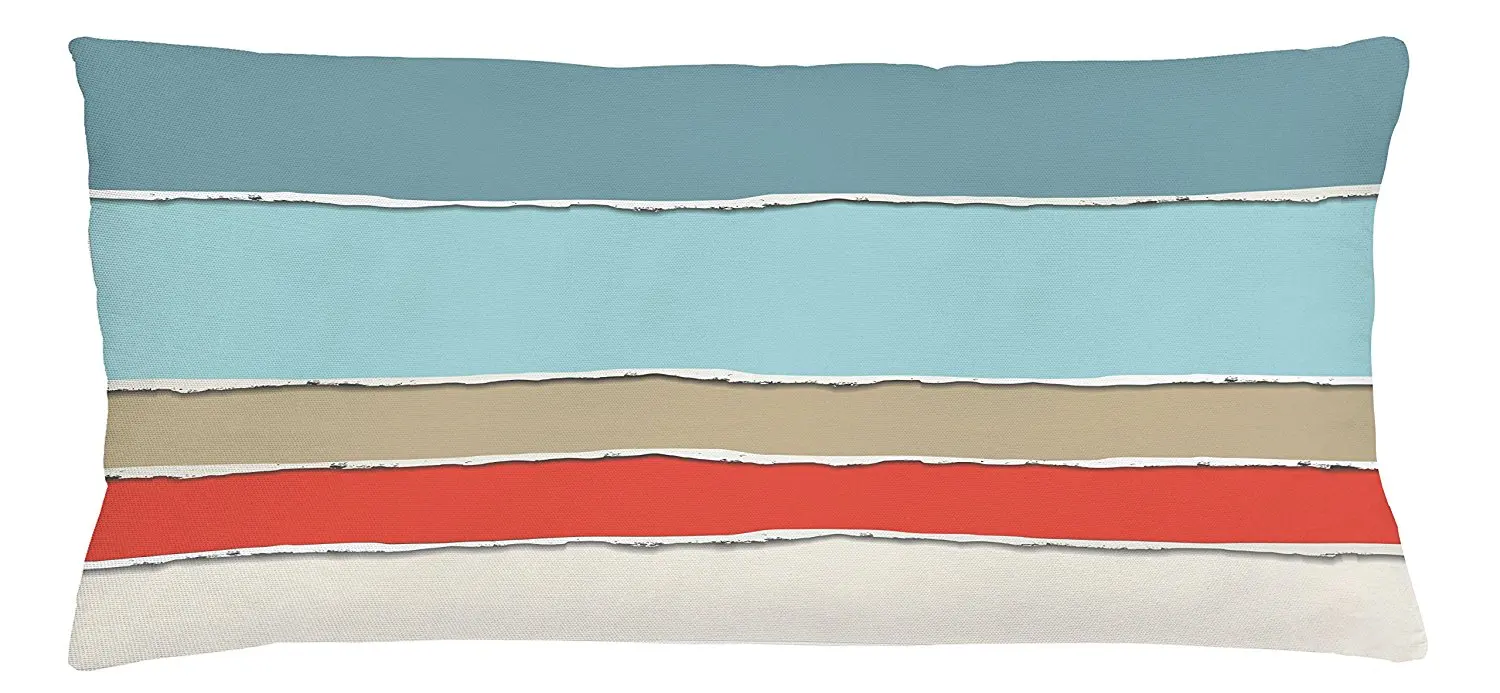Modern Throw Pillow Cushion Cover by Lunarable, Torn Paper Illustration in Different Soft Colors Ripped Grunge Page Texture Art, Decorative Square Accent Pillow Case, 36 X 16 Inches, Multicolor