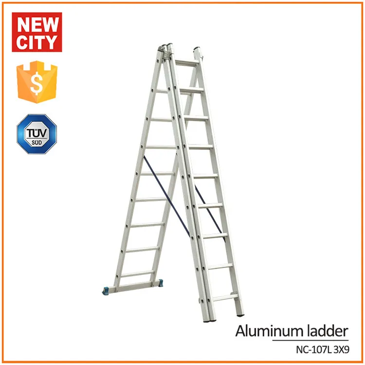 Multi Purpose 3 Tier 9 Steps 15kgs Aluminum Extension Ladder Used For ...