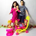 New 6 people Educational Real Pregnant Doll Mom Dad kelly 1 Baby Son Carriage Girls Toys