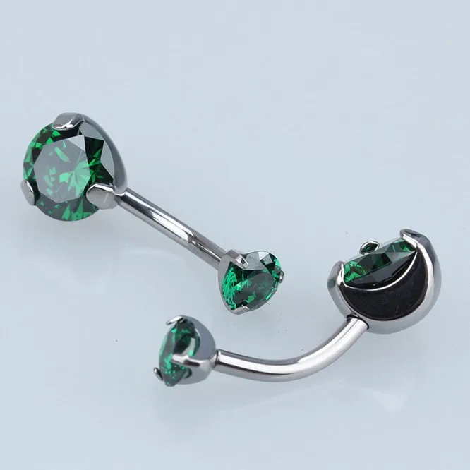 钛内螺纹穿孔bananabell肚脐酒吧肚脐环双插脚设置cz宝石 Buy Titanium Prong Cz Belly Ring