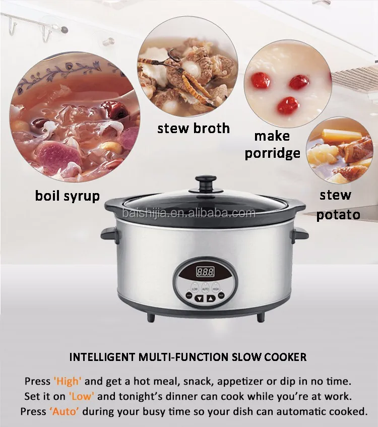 3.5qt 4.5qt 6.5qt Oval Ceramic Digital Slow Cooker With Led Display