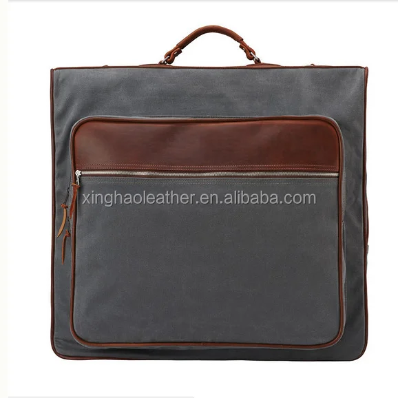 2018 Luxury Water Repellent Canvas Leather Suit Cover Garment Bag Travel Carrier Hand Carry Or Shoulder Straps High
