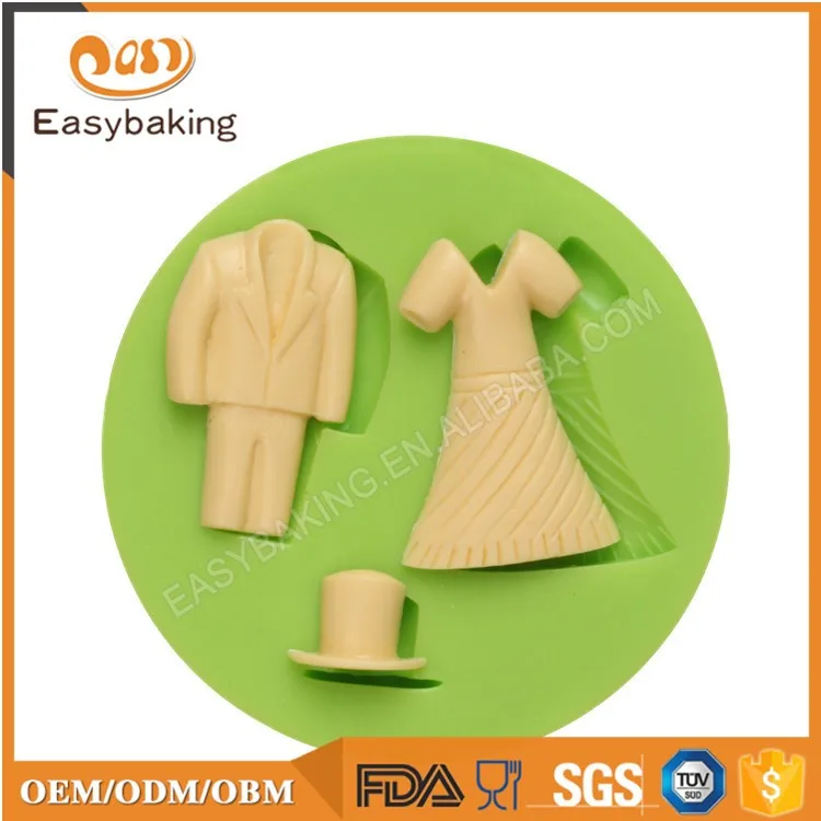 ES-1729 Factory outlet gentleman dress shape 3D silicone fondant cake decoration mold