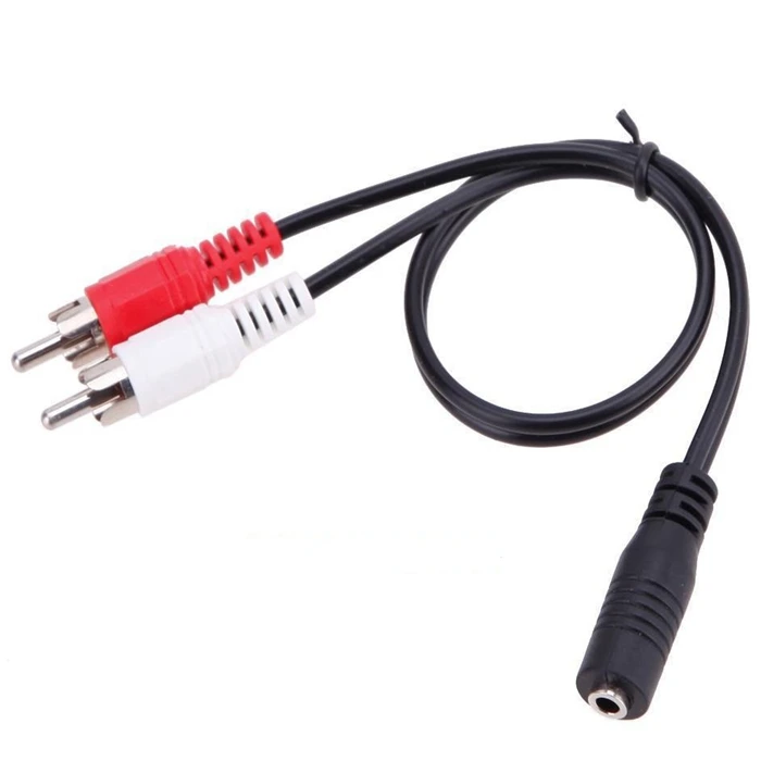 3.5mm 1/8 Stereo Female Mini Jack to 2 Male  Audio Y RCA Plug Adapter Cable