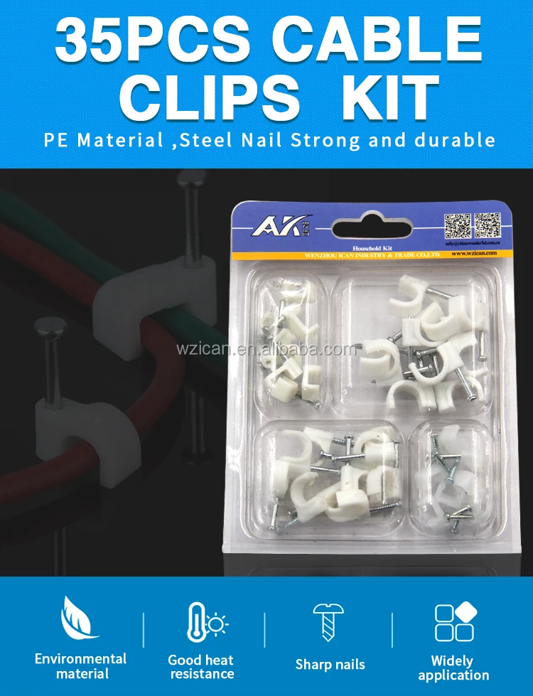 High Quality Abs Plastic Cable Clips 35pcs In One Pvc Box Buy Cable