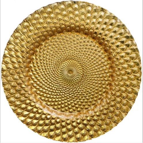 Guangzhou Shenzhen tableware clear glass chargers with gold beaded edge