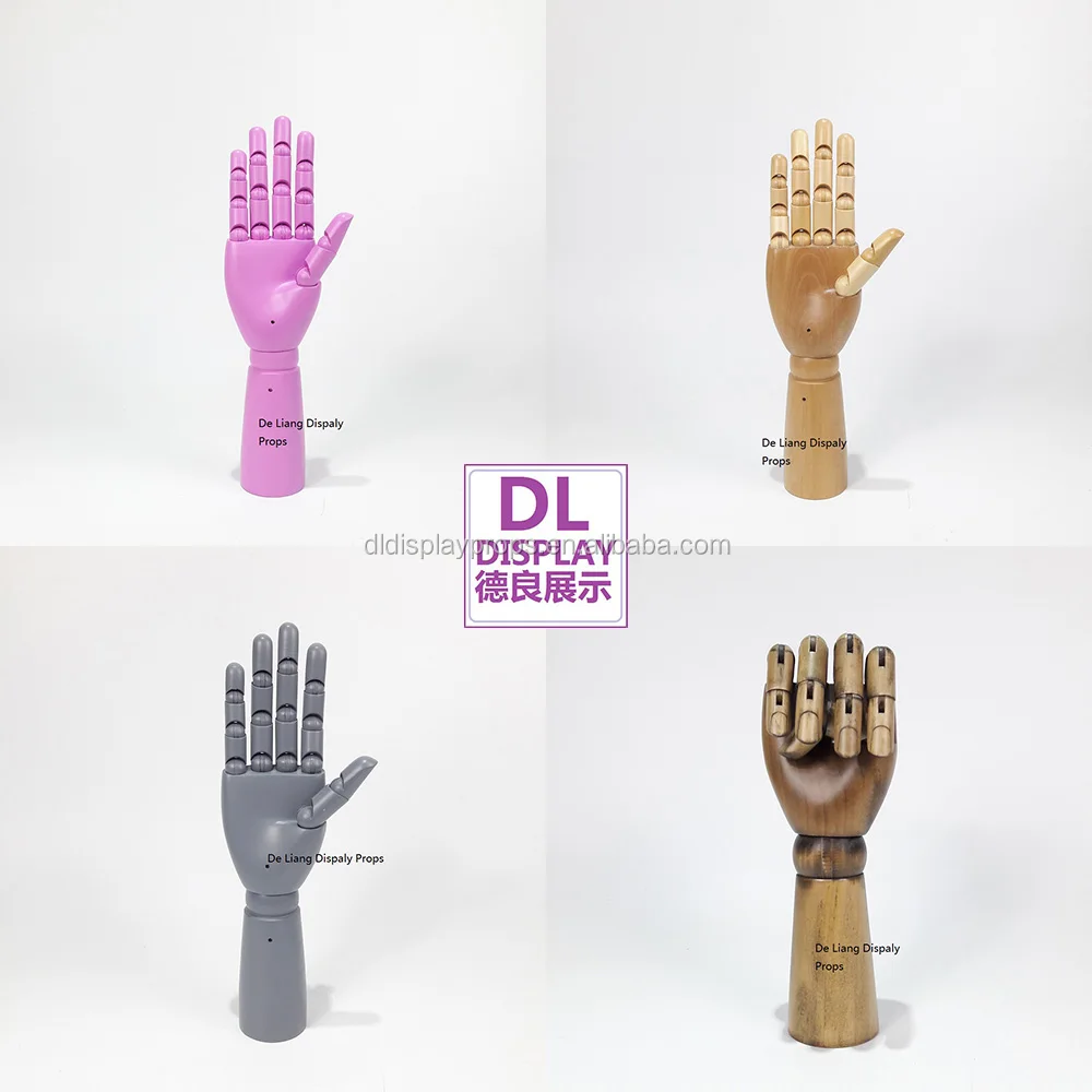 Left And Right Wooden Mannequin Hands For Nails Flexible Movable