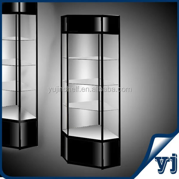 Tall Shop Display Funiture Glass Display Corner Showcase W