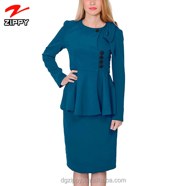 womens classy vintage peplum business church skirt suit dress