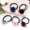 Wholesale 5colors 10pcs/box Hair accessory elastic hair band with mink fur ball pom pom hair ties