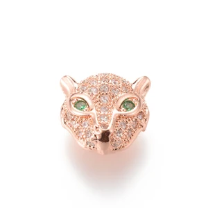 AAA Cubic Zirconia Leopard Micro Pave Spacer Beads for DIY Jewelry Supplies , ICYS014 , 6.2*11.3 mm