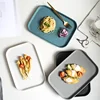 Restaurant used pasta dishes matte rectangle ceramic food serving plate
