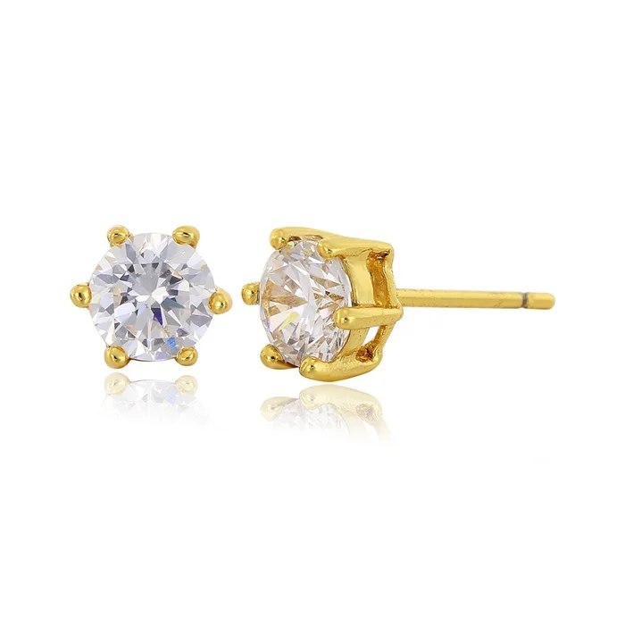 Cubic Zirconia Stud Earrings Yellow Gold Find Get Quotations Uni Solitaire 6mm 6 Gs Cupid Cut Cubic Zirconia Cz 18k Yellow Gold Plated Stud Earrings