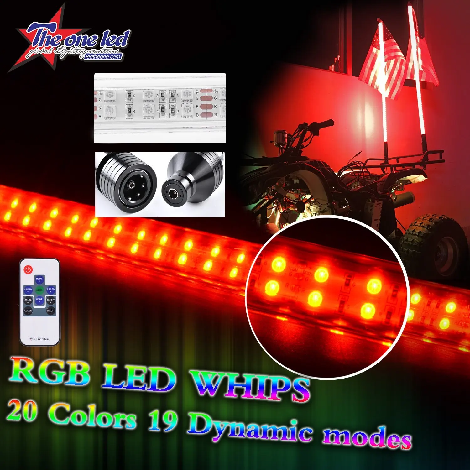 Green Lighted Whip with Quick Connect and 1 Year Warranty 5ft