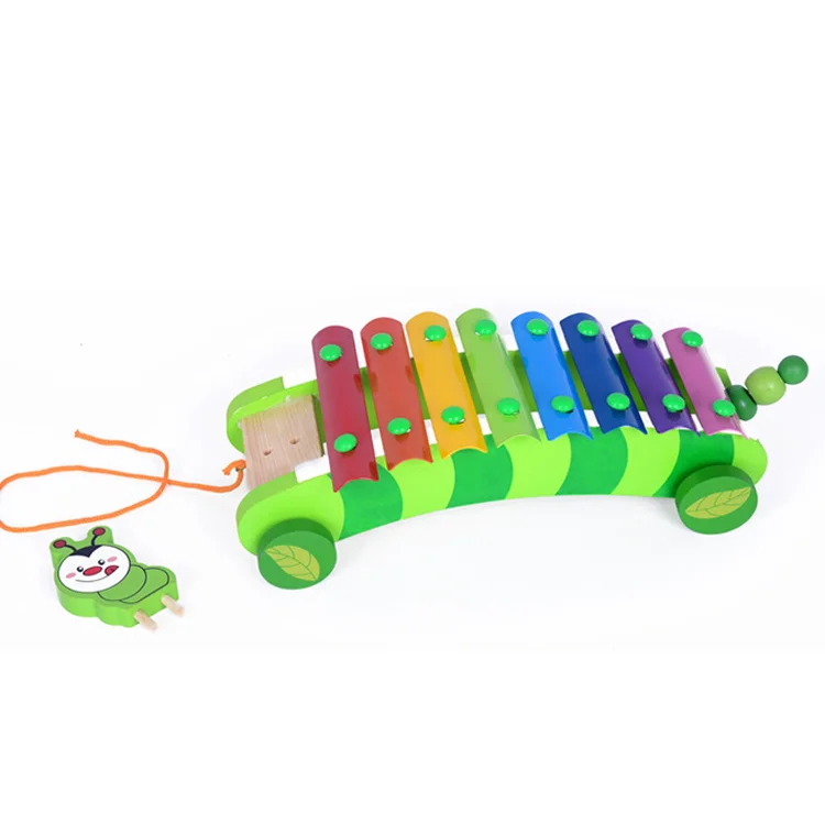 Fq Brand Green Multifunction Musical Instrument Xylophone Wooden Wheels