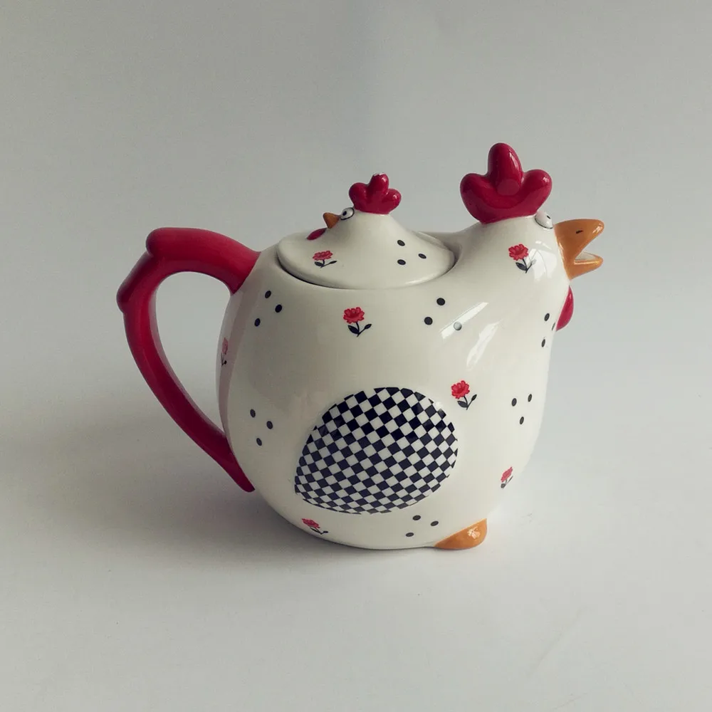 Whistling Animal Tea Kettle Drinkware Type Rooster Shaped Ceramic Tea