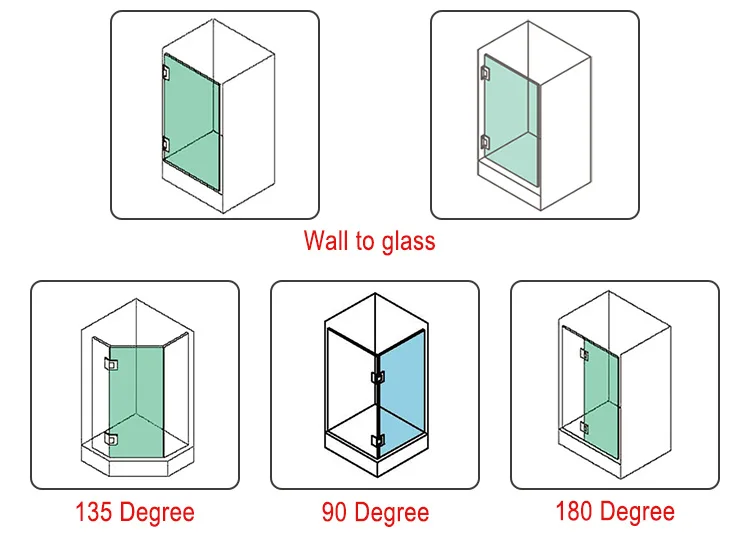 Optional Stainless Steel 180 Degree Matt Black Window Or Door Brass Spring Hinge For Glass Shower Screen