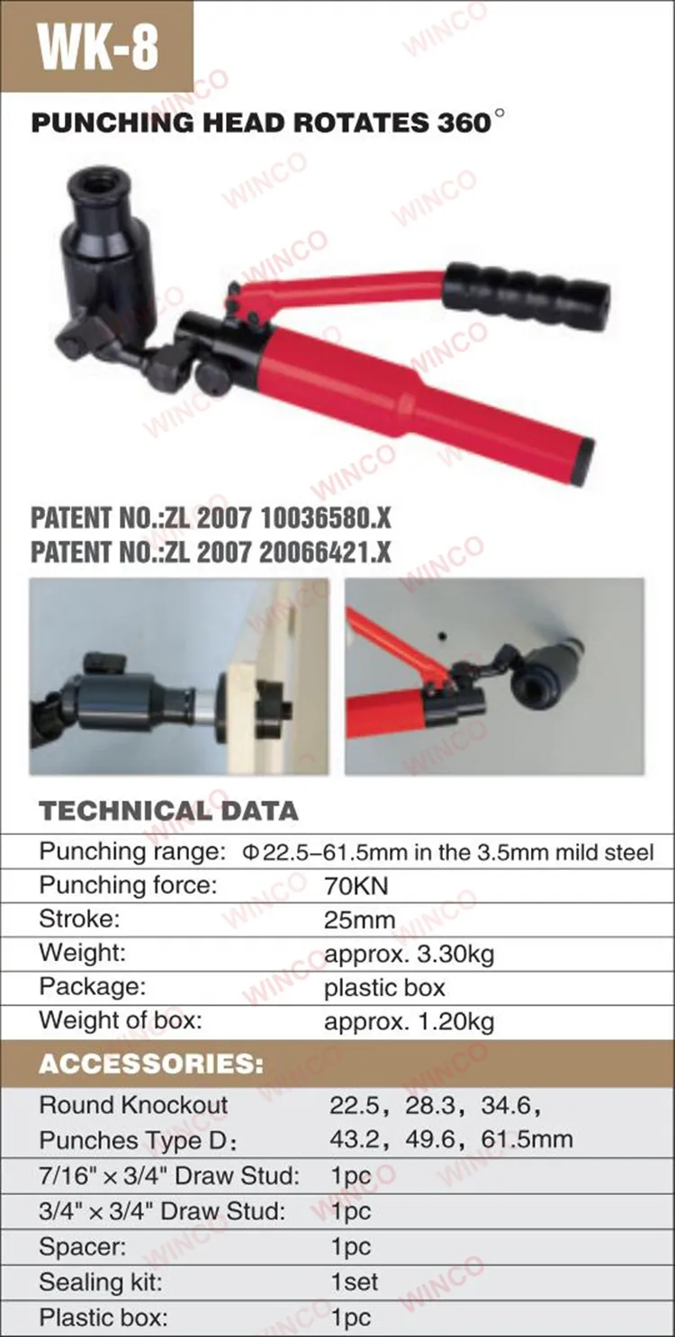 Hole Punch/knockout Punch Set Tool Crimping Knockout Punches Wk8