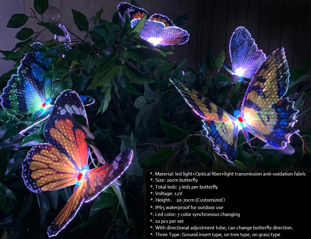 Artificial Plastic Flying Led Lighted Butterfly For Wedding Garden