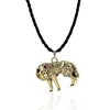Zinc Alloy Men Punk Vintage Gold Animal Wolf Pendant Necklace