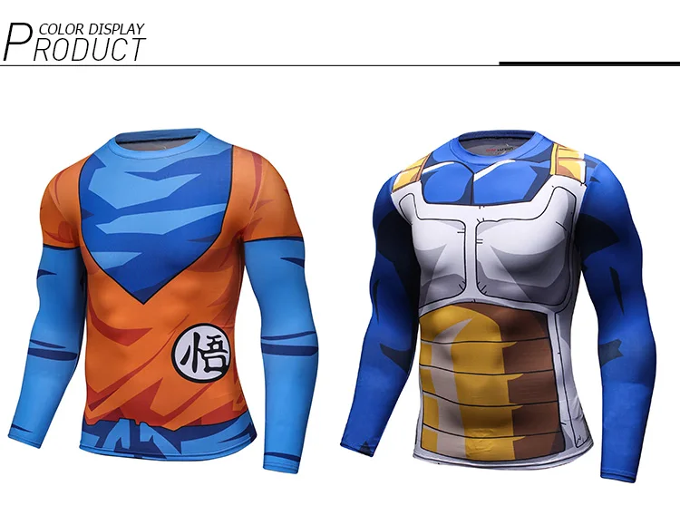 Japanese Anime Dragon Ball Cosplay Costume Son Goku Vegeta Shirts Mens Sublimation Workout Clothing