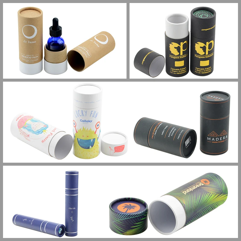 30ml Bottle Cardboard Cylinder Packaging Box Custom Printed Round 