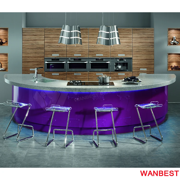 Moderno Mármol Mitad Superior Ronda Casa Barra Gabinete De Cocina Isla