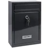 STEEL SQUARE LETTER MAIL POST BOX WALL MOUNTABLE LOCK DARK GREY