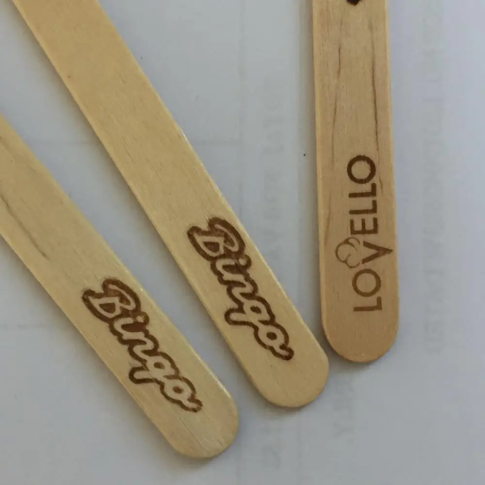 Disposable Ecofriendly Natural Logo Printed Wooden Ice Cream Sticks