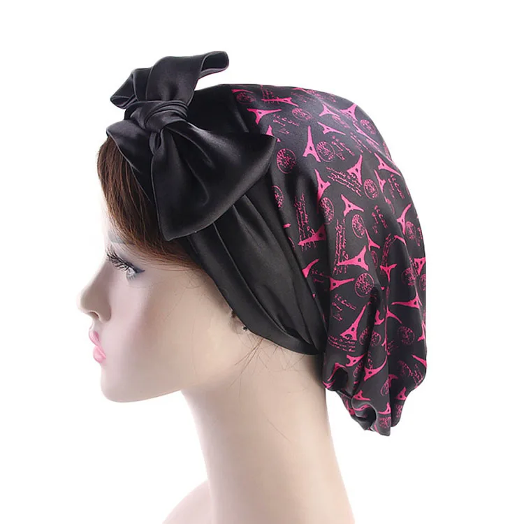 New Print Satin Sleeping Hair Turban Women Bandana Hijab Slilky