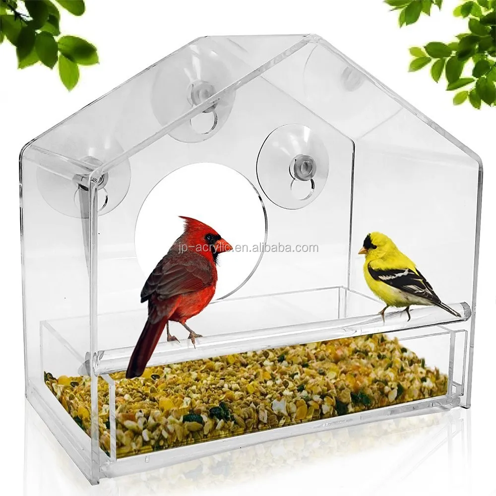 Wholesale Clear Acrylic Squirrel Proof Window Wild Bird Feeder