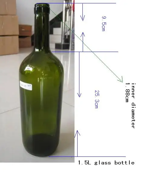 1500ml 1.5L large capacity dark green color glass wine bottle cheap price