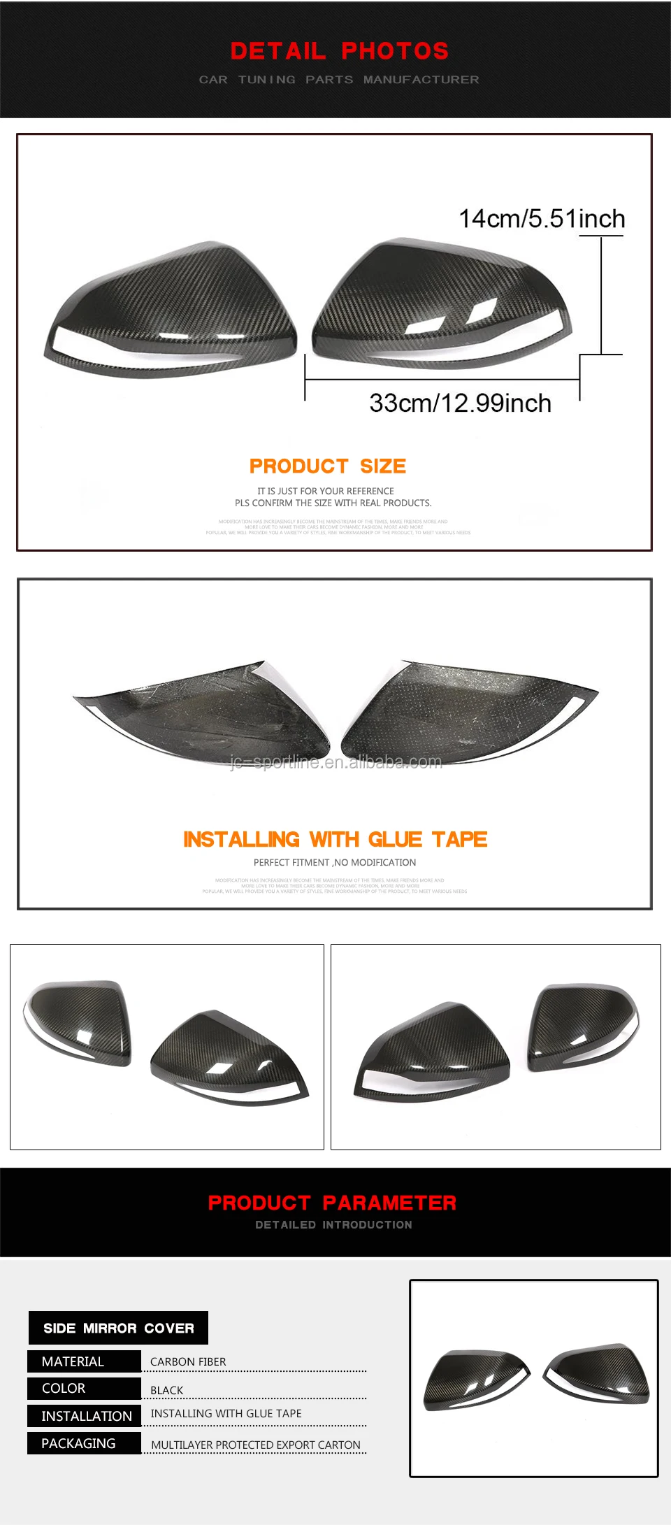 V-class W447 Dry Carbon Fiber Side Mirror Covers For Mercedes Benz Vito ...