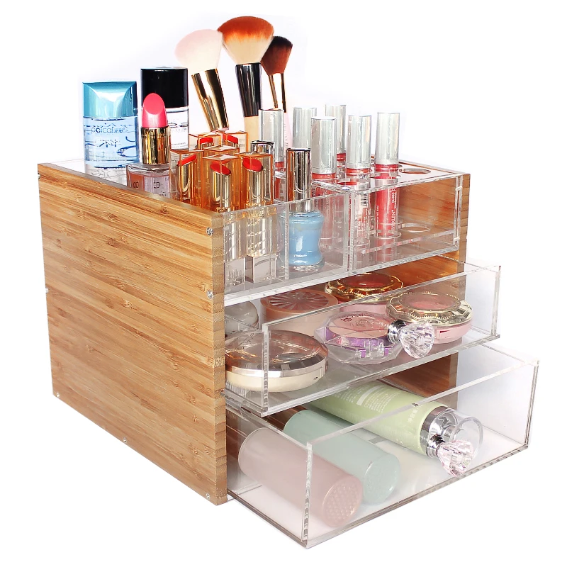 Wholesale China Merchandise Bamboo Nail Polish Makeup Storage Acrylic