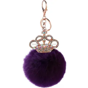Natural Ballet Fur Keyrings Ball Keychains Silver Tail Tassel Bag Tag Charm Handbag