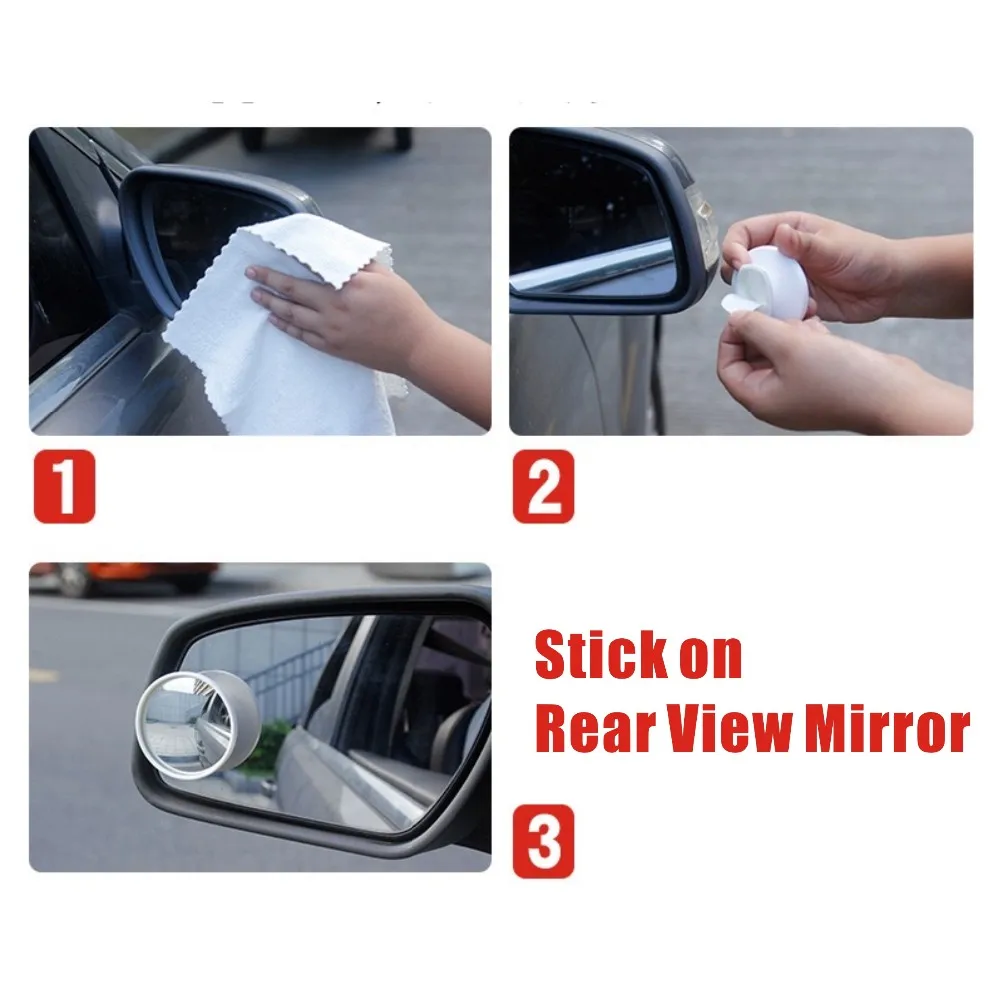 2" Car Convex Wide Angle Mirror Framed Blind Spot Mirror Fully