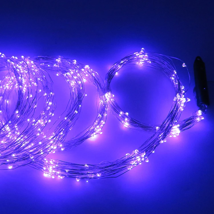 mini copper wire blue and purple light led string lights with