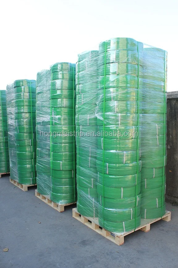 Recycle pet strapping roll manufacturer Green pet strapping band 0.8*15.5mm