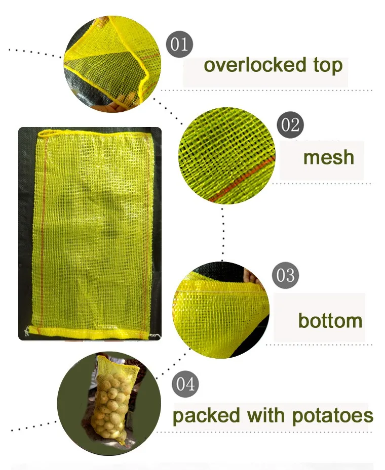 Bulk Woven Tubular Mesh Polypropylene Bags For Potatoes Onions Packing