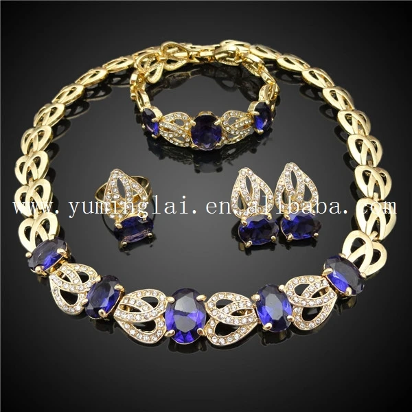 Stylish Fake Gold Jewelry Set Iran Jewelry With Noble Purple Crystal