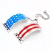 Factory customize USA Flag Color Pattern Stainless Steel Wristband Strap for Apple Watch series 4 3 2 1 replacement iWatch Band